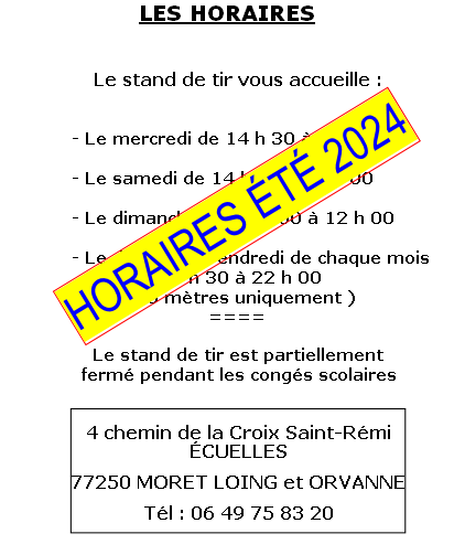 HORAIRES ÉTÉ 2024

